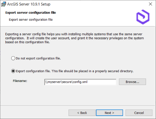 Export a server configuration file.